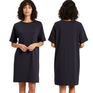 VINCE Short Sleeve Quilted Silk Shift Dress - Size M